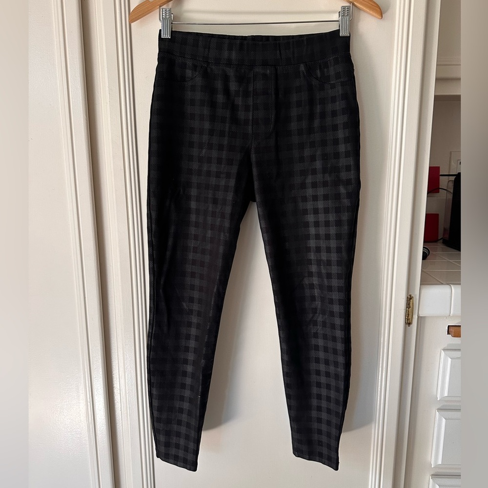Sanctuary Black & Charcoal Plaid Stretch Leggings – XS